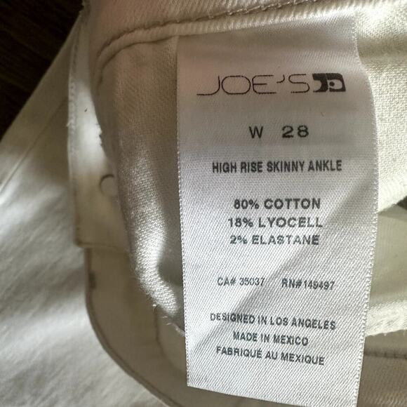 Joe’s Jeans Women’s White High Rise Skinny Ankle Jeans Size 28 x 28 - Picture 6 of 9